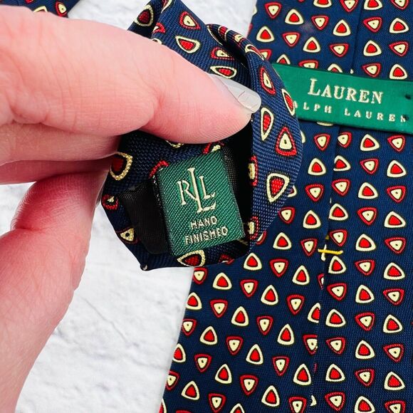 Lauren Ralph Lauren Mens‎ Silk Necktie Green & Blue Pattern 57 X 3.75" Geometric - Picture 6 of 9